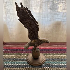 Solid Brass Eagle on Globe Sculpture - Home Art